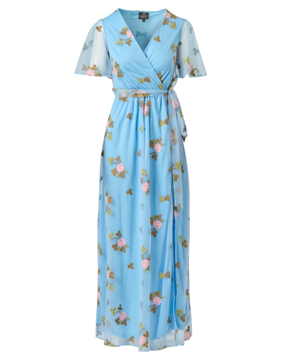 Vestido floral con escote cruzado - Adrianna Papell - Azul celeste Azul celeste-5