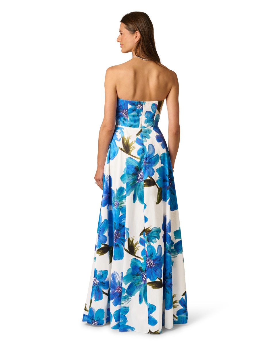 Vestido de estampado con gran flor en el pecho - Adrianna Papell - Azul Azul-2