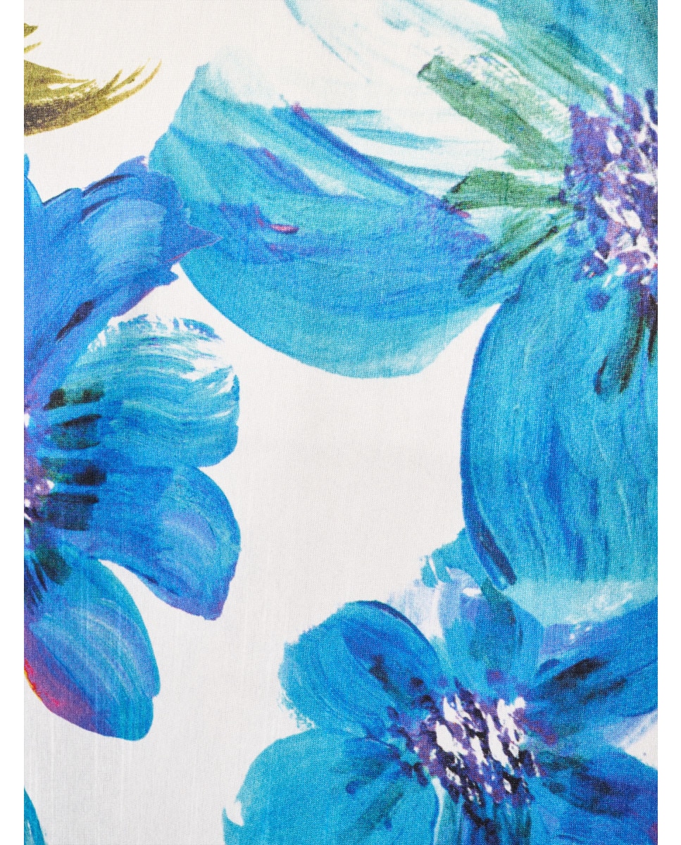 Vestido de estampado con gran flor en el pecho - Adrianna Papell - Azul Azul-4