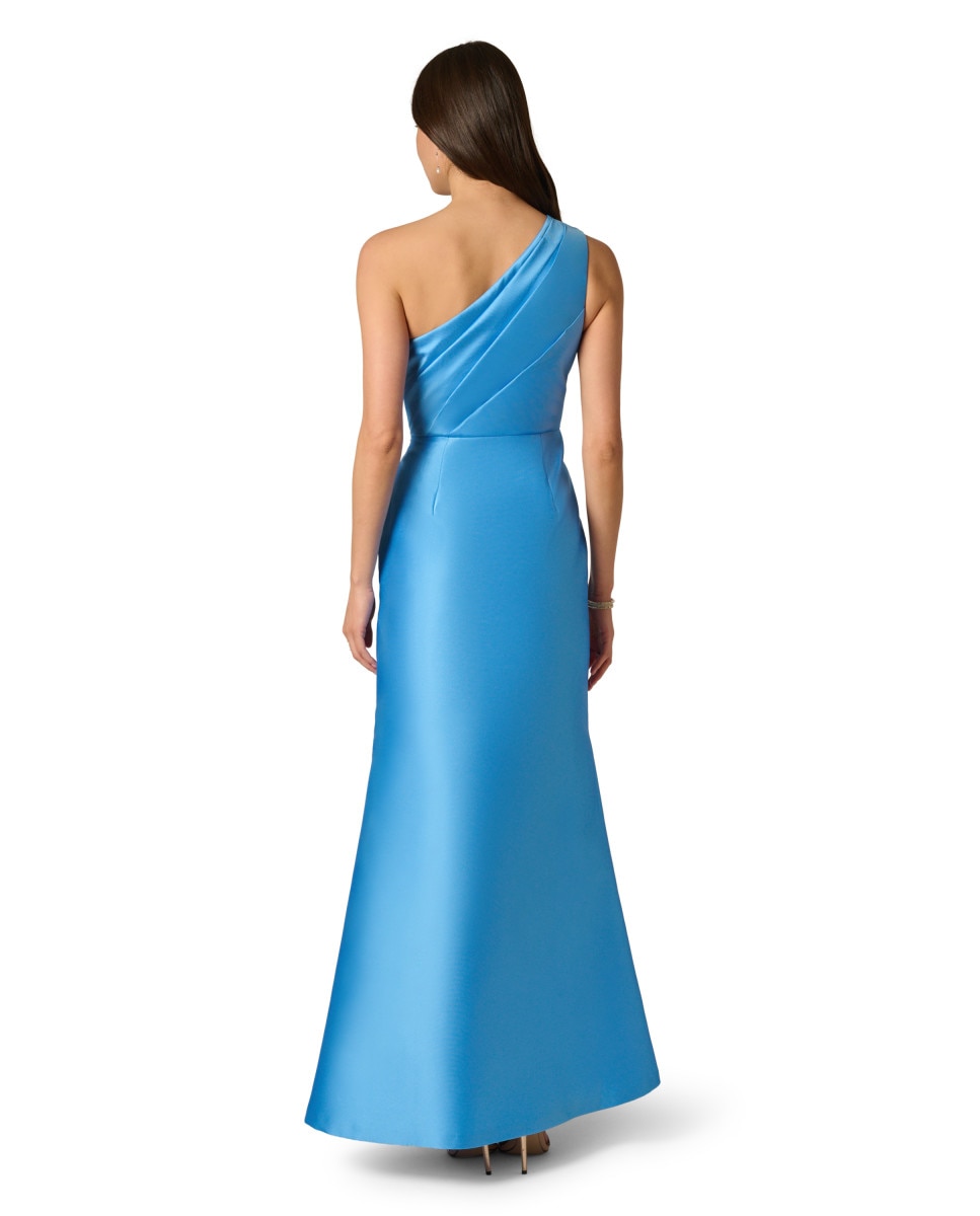 Vestido drapeado con escote asimétrico - Adrianna Papell - Azul Azul-2