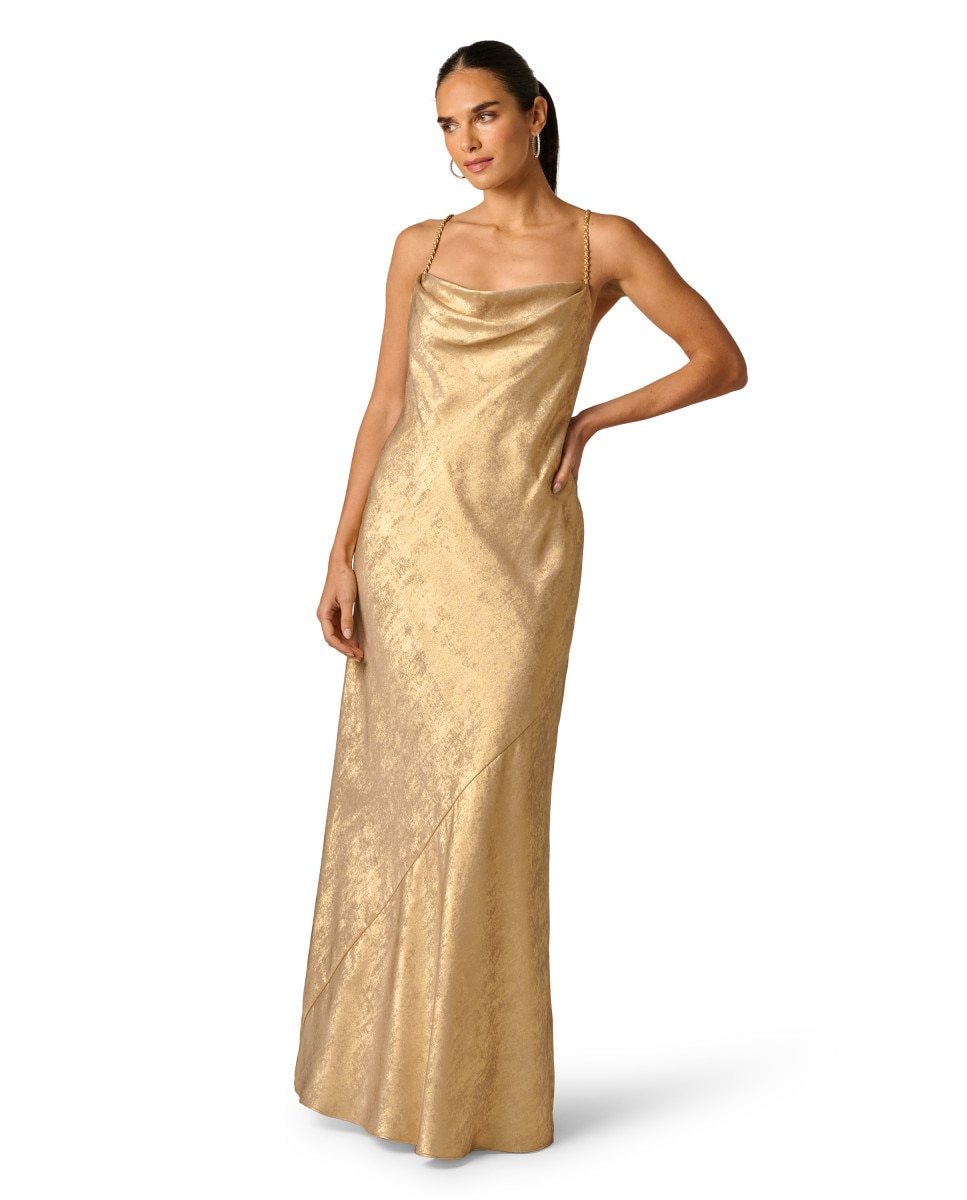 Adrianna Papell - Vestido sin mangas de tirantes en forma de cadenas.