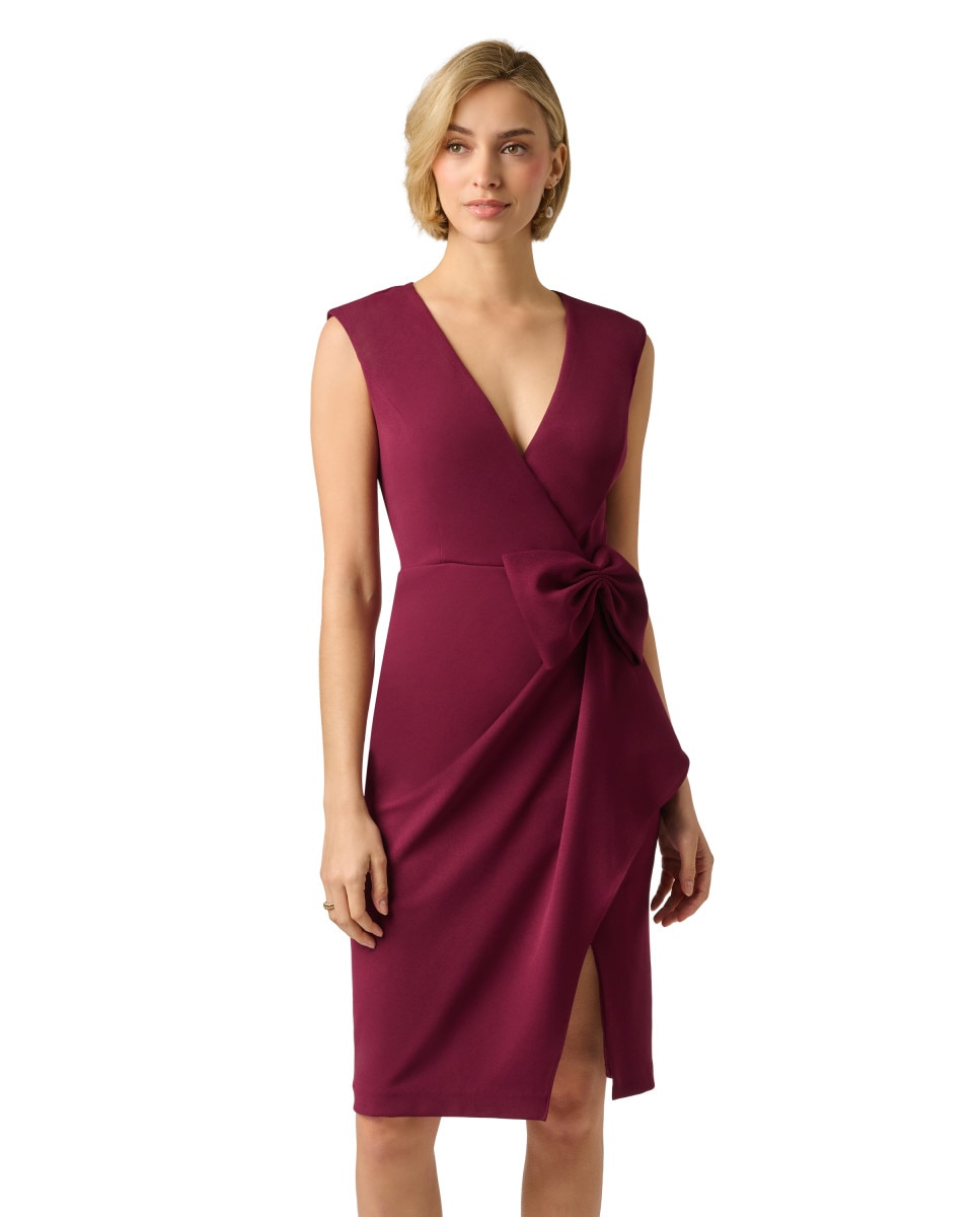 Imagen 0 de Vestido con escote cruzado y lazo al lateral Vino