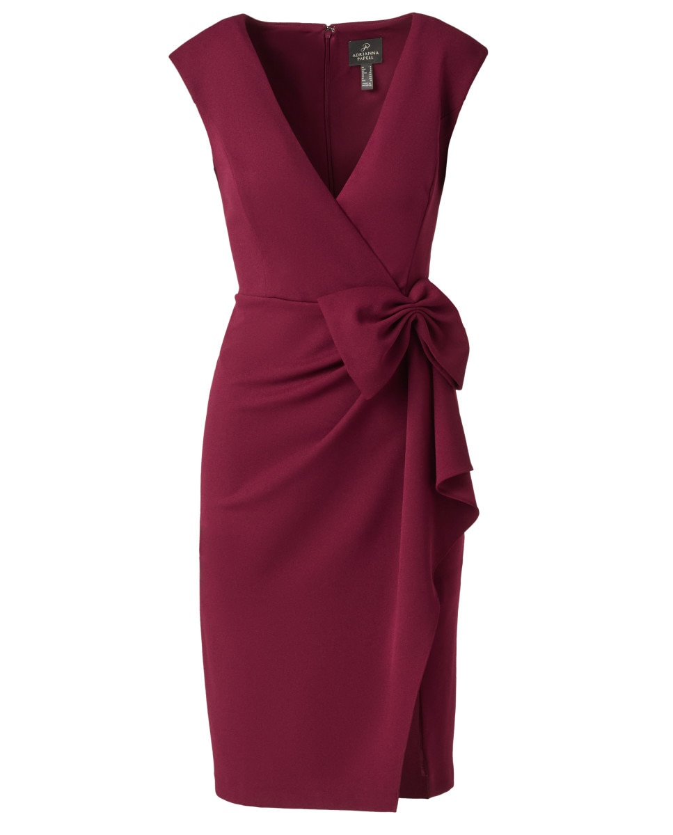 Vestido con escote cruzado y lazo al lateral - Adrianna Papell - Vino Vino-5