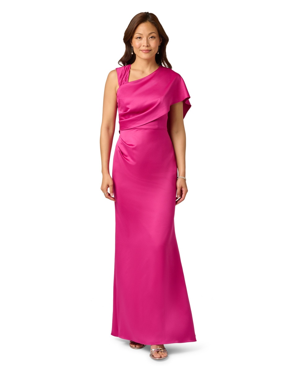 Vestido con escote asimétrico sin mangas - Adrianna Papell - Rosa Rosa-1