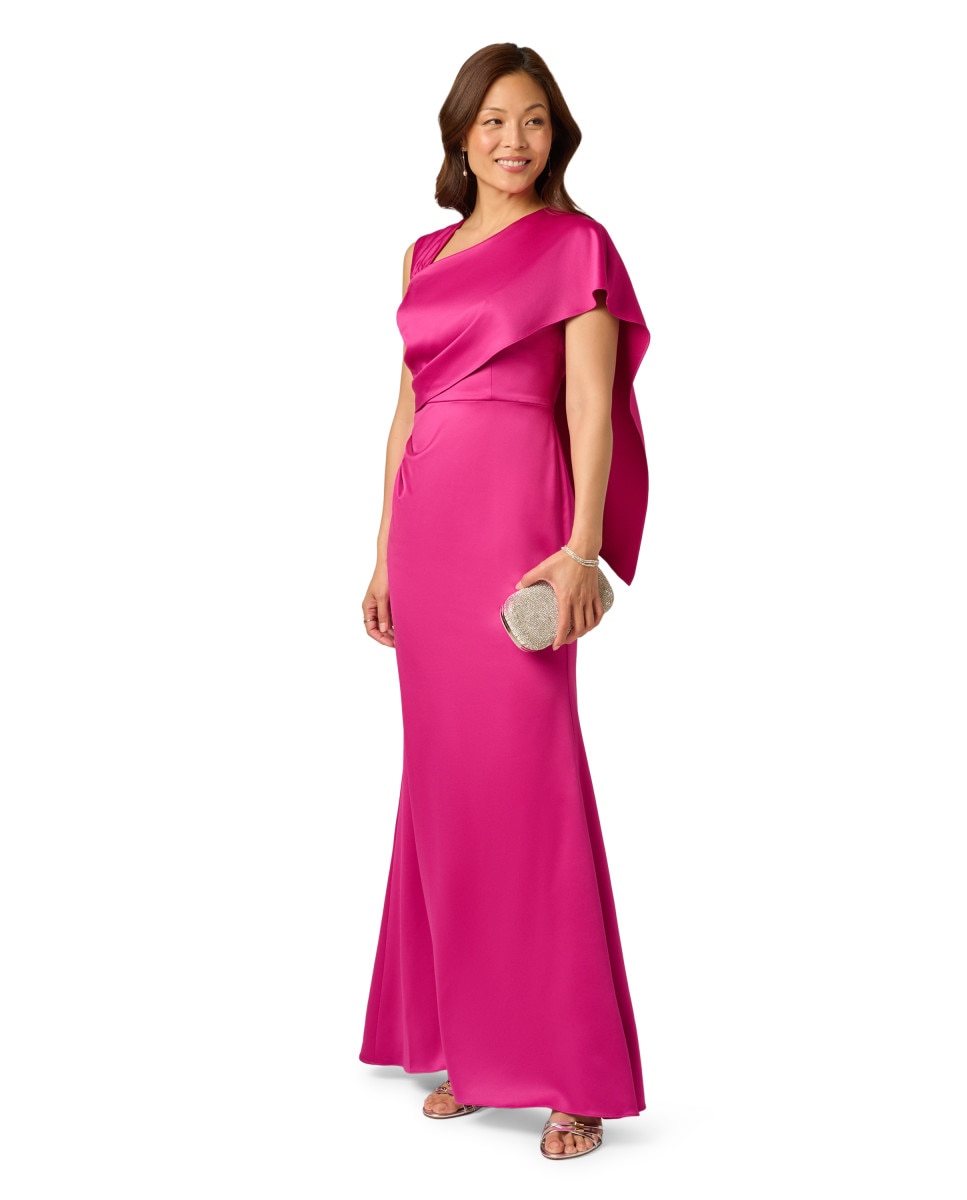 Vestido con escote asimétrico sin mangas - Adrianna Papell - Rosa Rosa-2