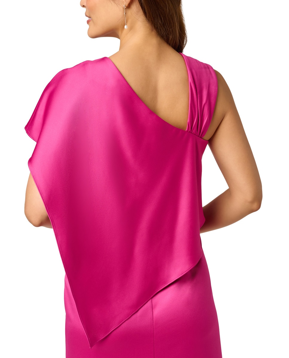 Vestido con escote asimétrico sin mangas - Adrianna Papell - Rosa Rosa-4