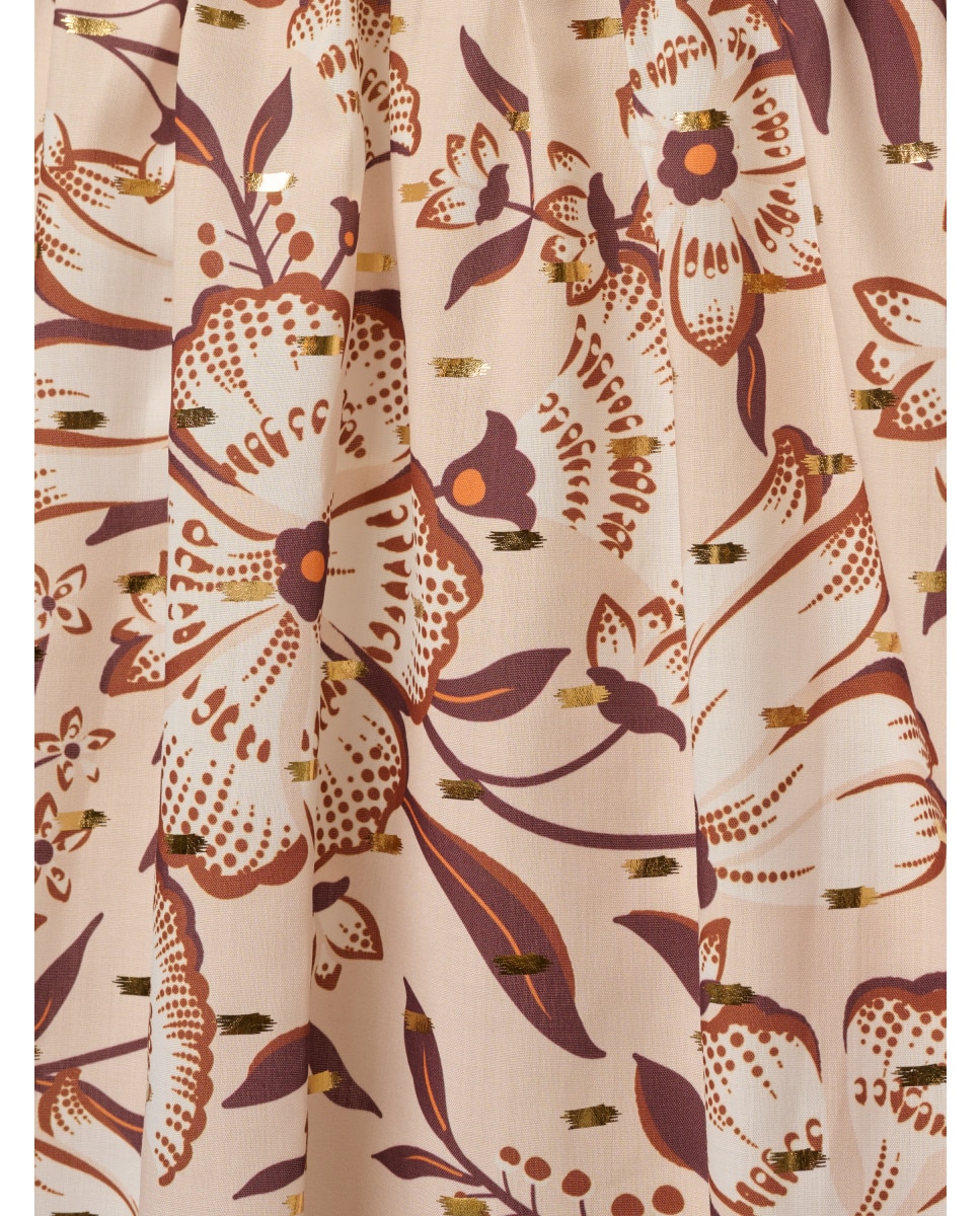 Vestido floral de manga larga con cinturón - Adrianna Papell - Beige Beige-4