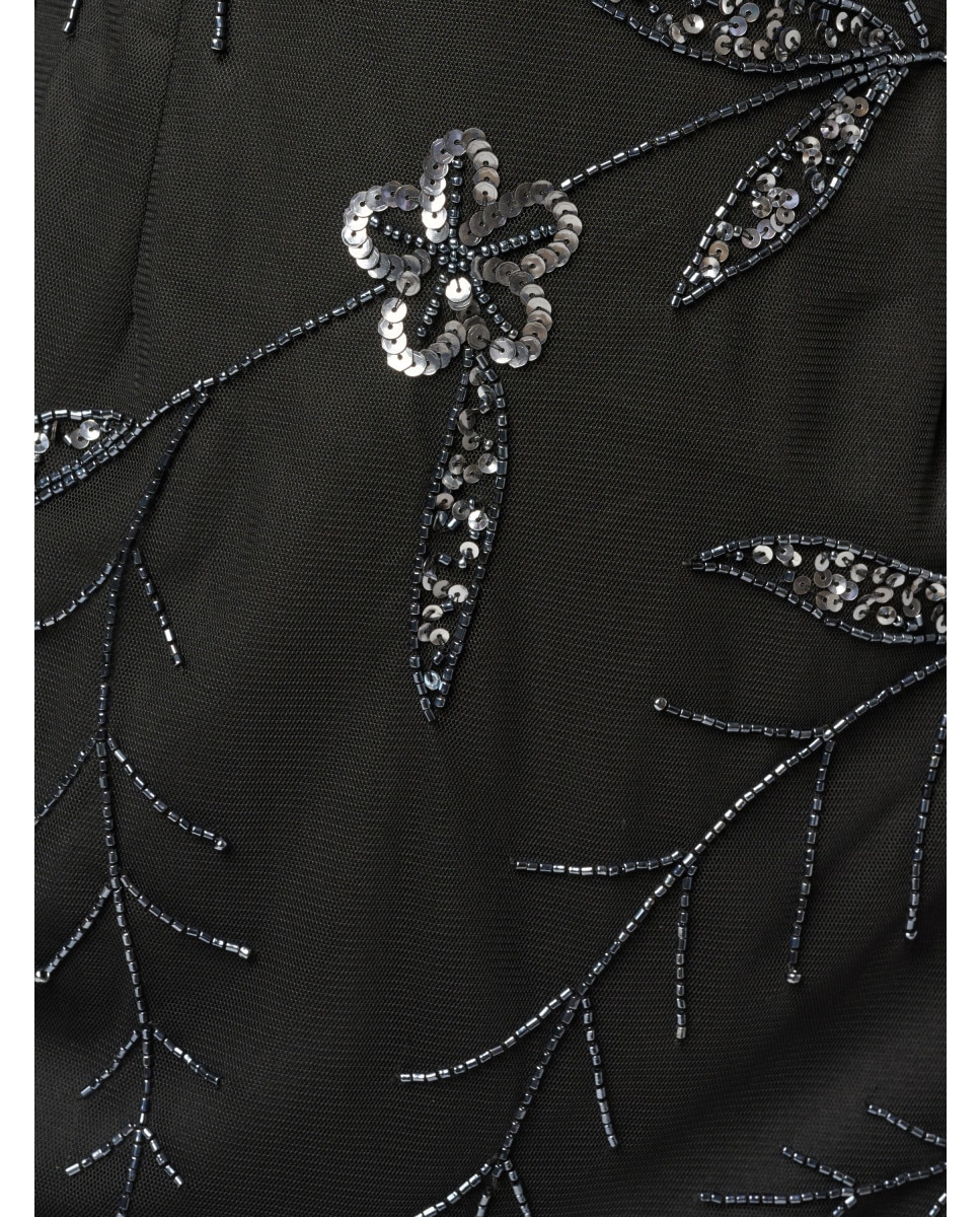 Vestido midi con bordado floral y mangas vaporosas - Adrianna Papell - Negro Negro-5