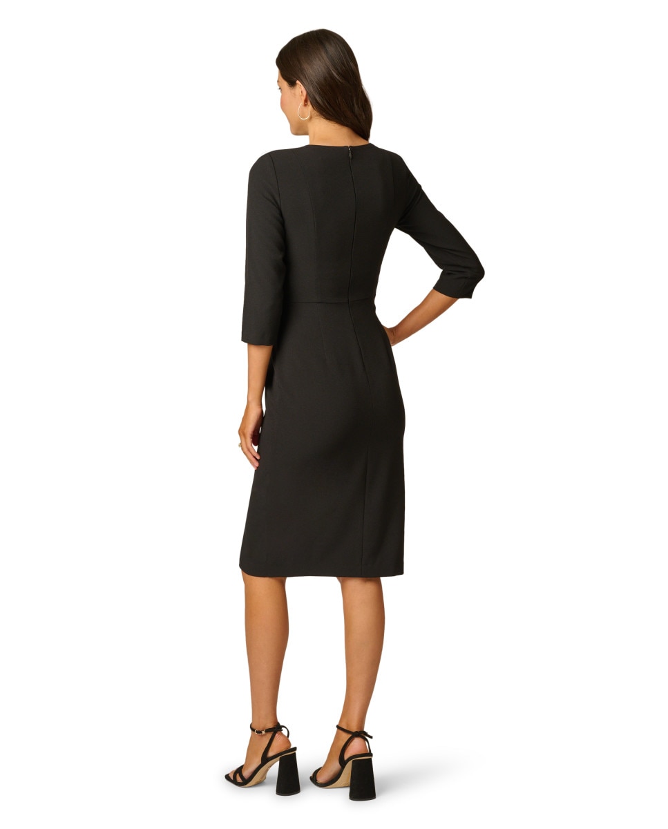 Vestido entallado con pedrería y drapeado - Adrianna Papell - Negro Negro-2