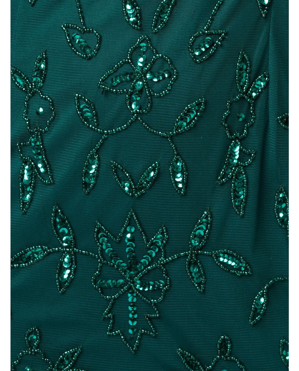 Vestido largo con pedrería bordada y falda sirena - Adrianna Papell - Verde Verde-4