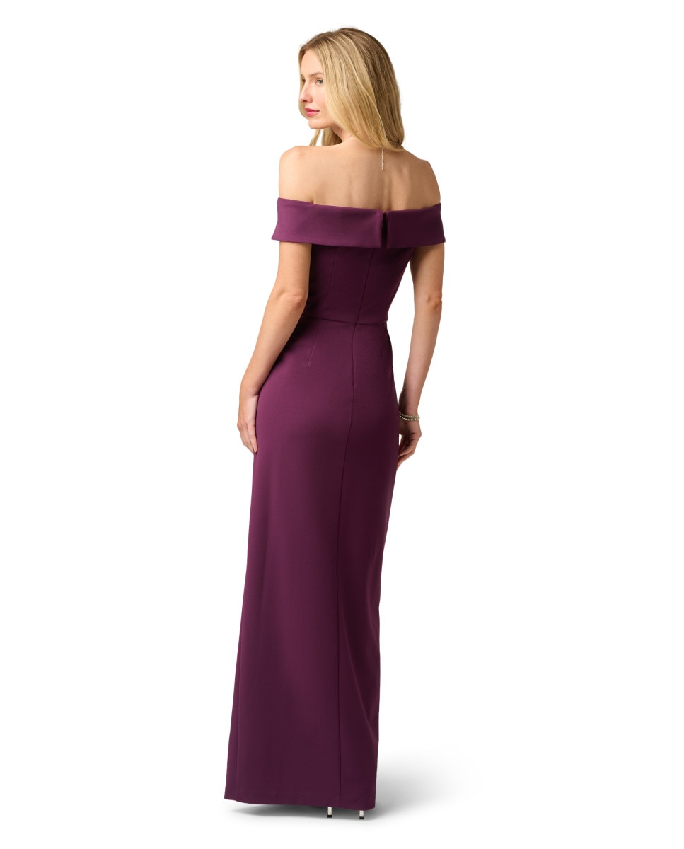 Vestido largo con escote bardot y volante - Adrianna Papell - Morado Morado-2