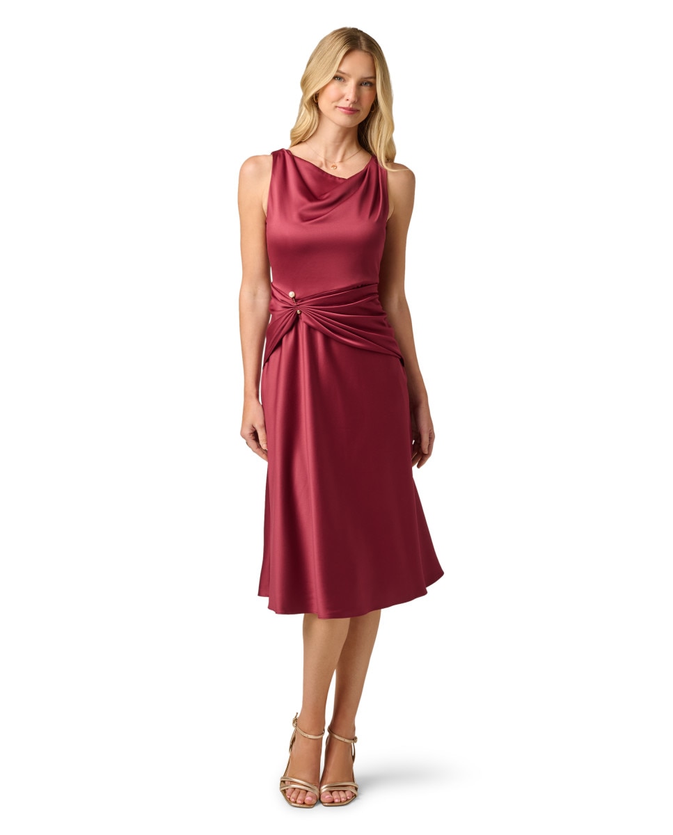 Vestido drapeado sin mangas - Adrianna Papell - Granate Granate-1