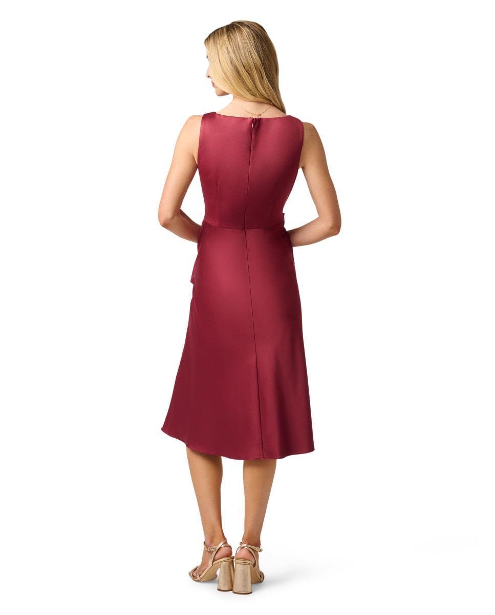 Vestido drapeado sin mangas - Adrianna Papell - Granate Granate-2