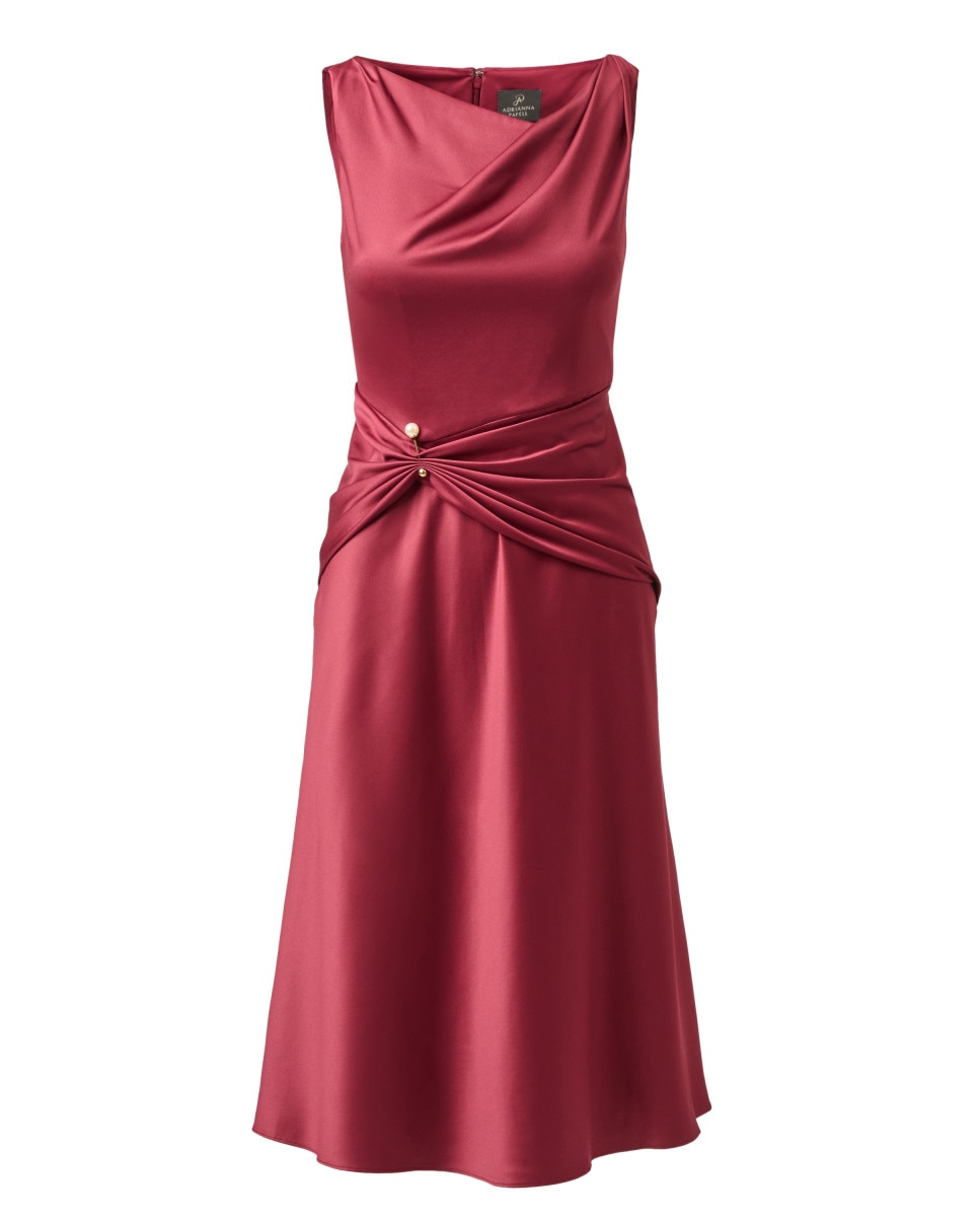 Vestido drapeado sin mangas - Adrianna Papell - Granate Granate-5