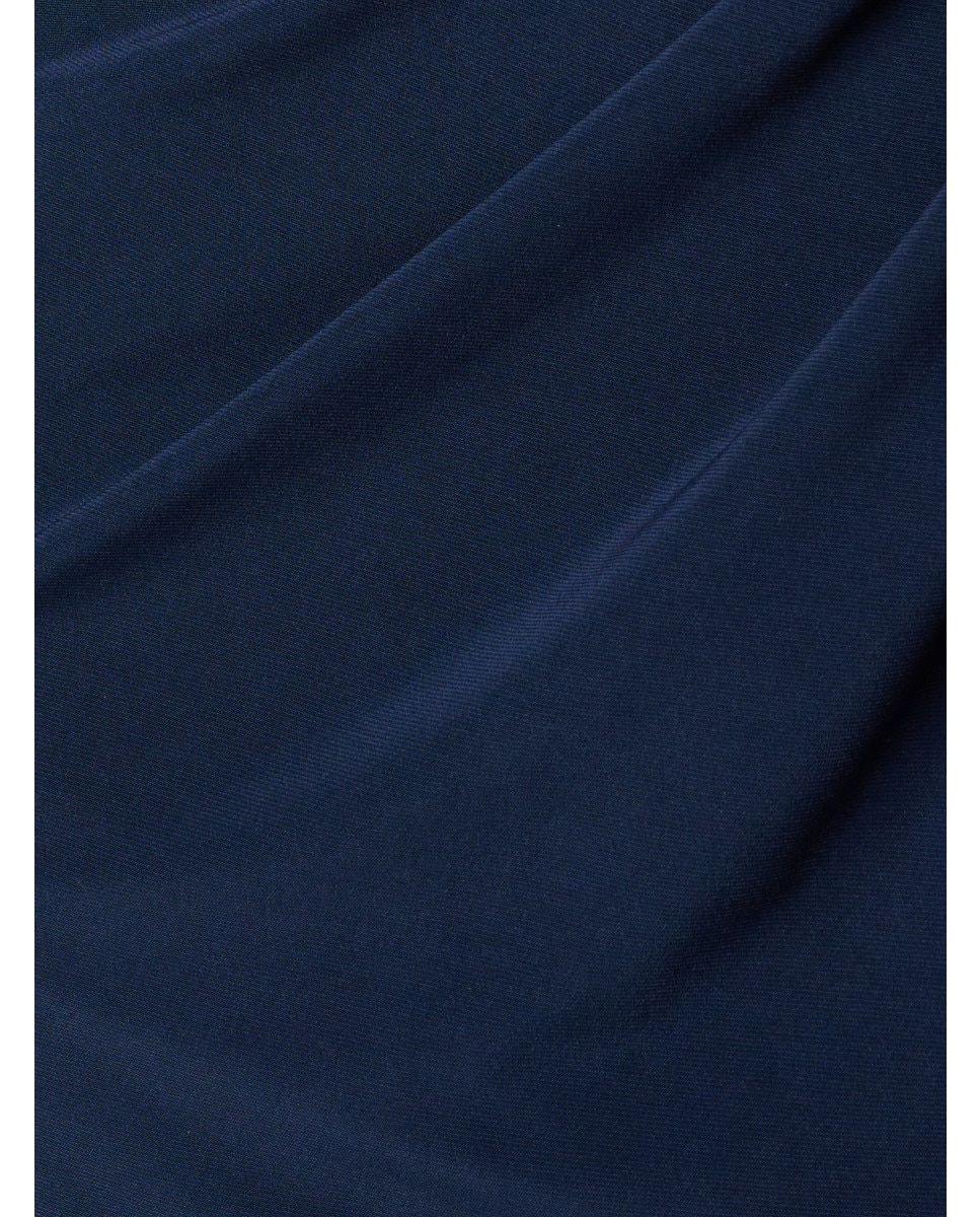 Vestido con escote pico y volante decorativo - Adrianna Papell - Azul Azul-5