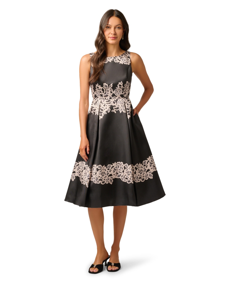 Vestido sin mangas con estampado de encaje - Adrianna Papell - Negro Negro-1