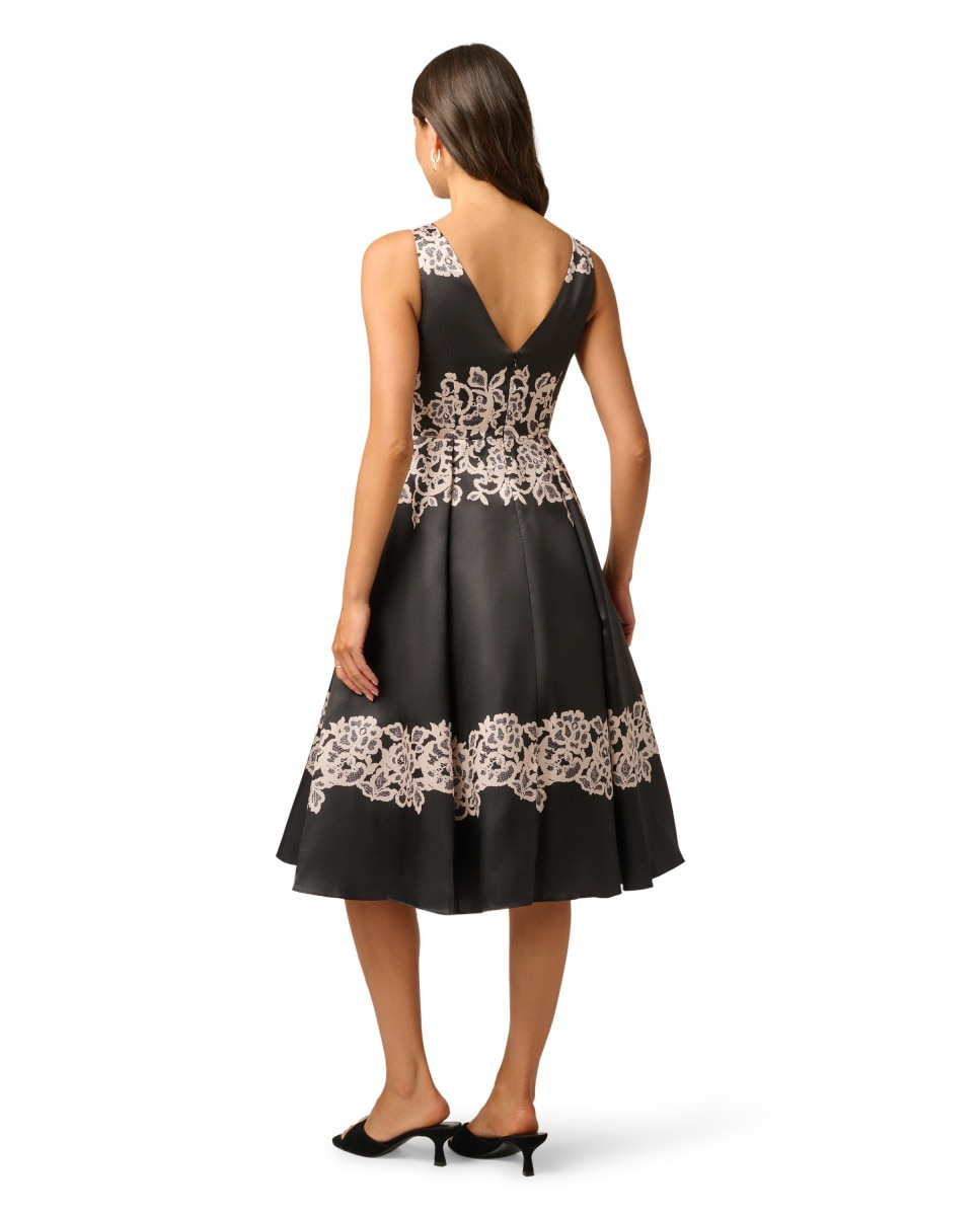 Vestido sin mangas con estampado de encaje - Adrianna Papell - Negro Negro-2