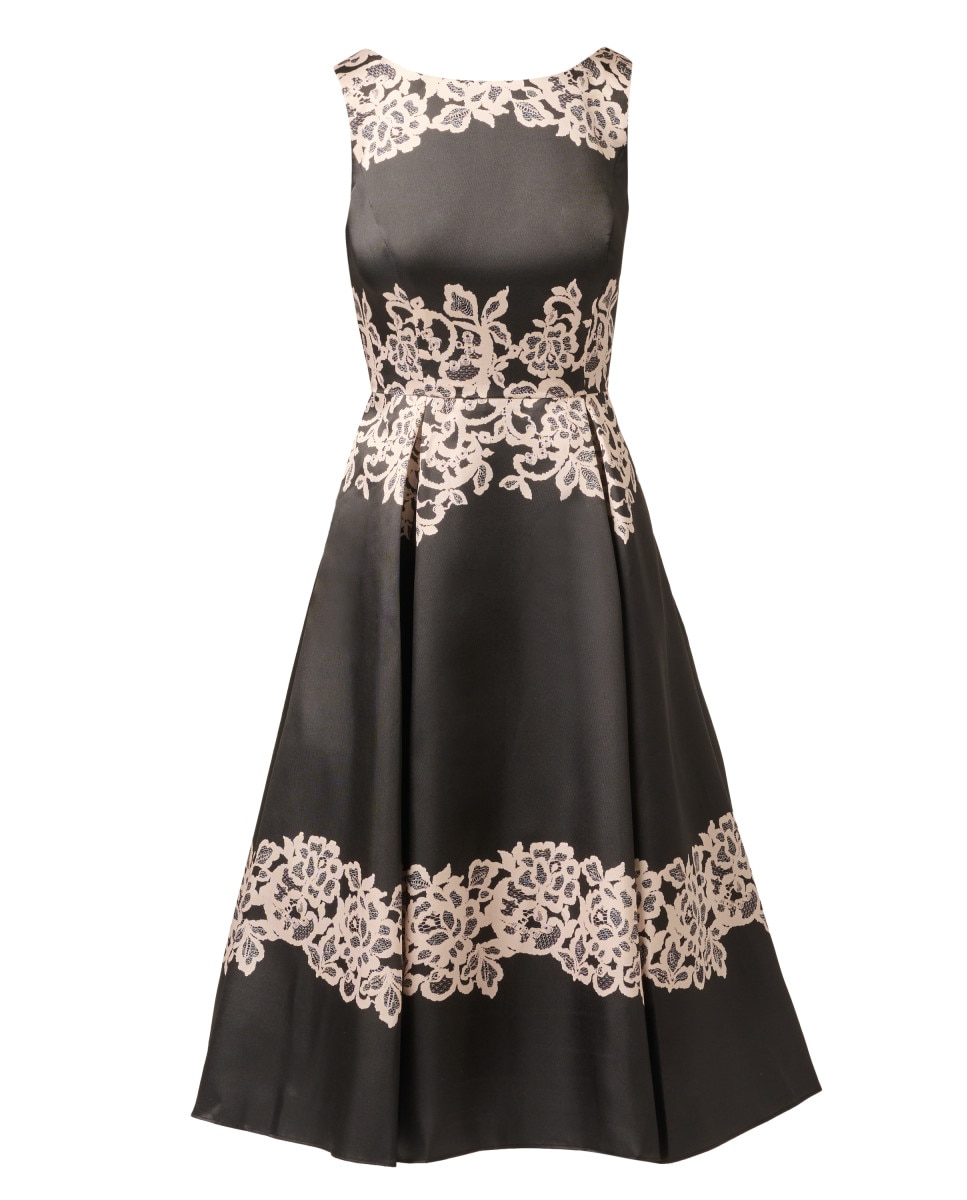 Vestido sin mangas con estampado de encaje - Adrianna Papell - Negro Negro-5