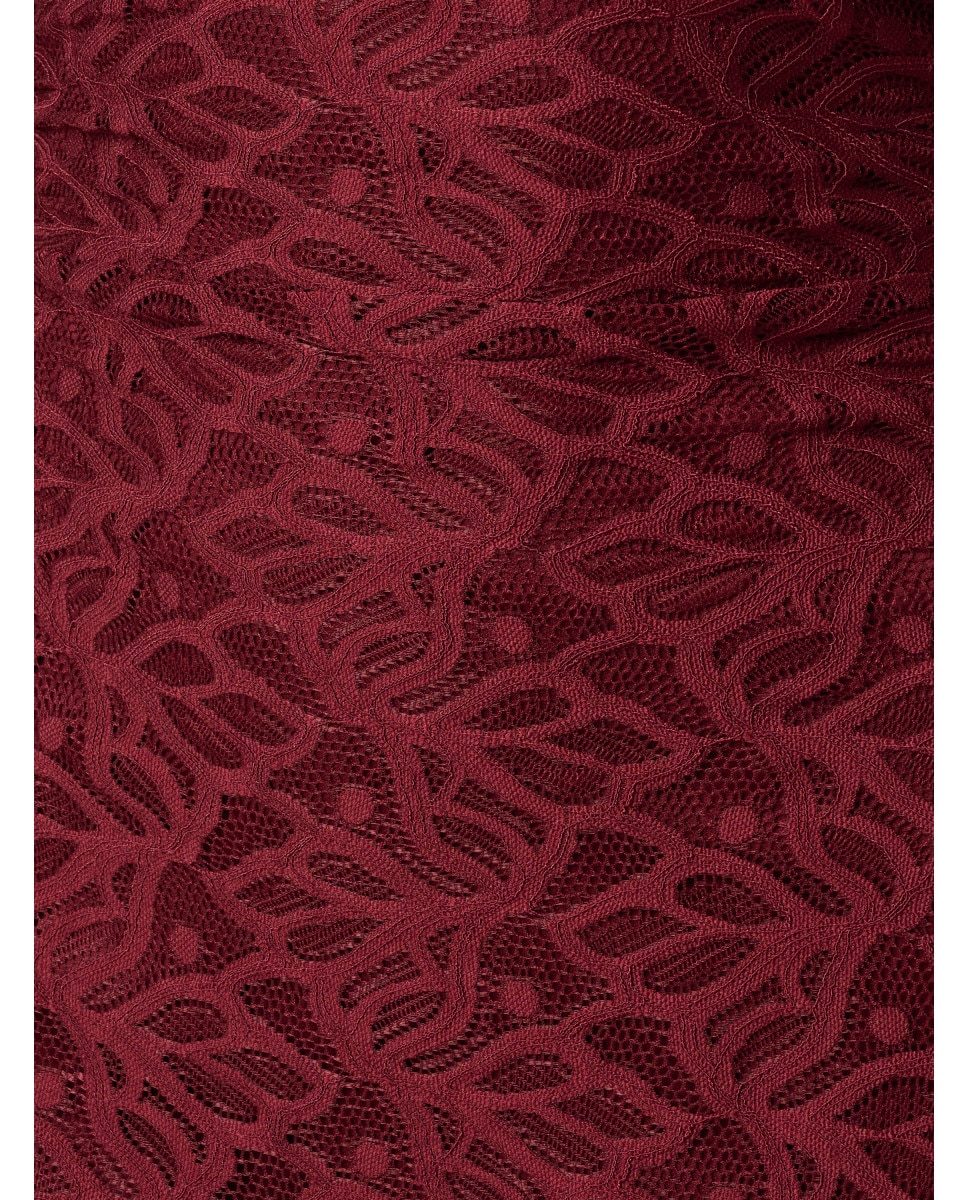 Vestido largo con encaje, cuello alto - Adrianna Papell - Rojo Rojo-4