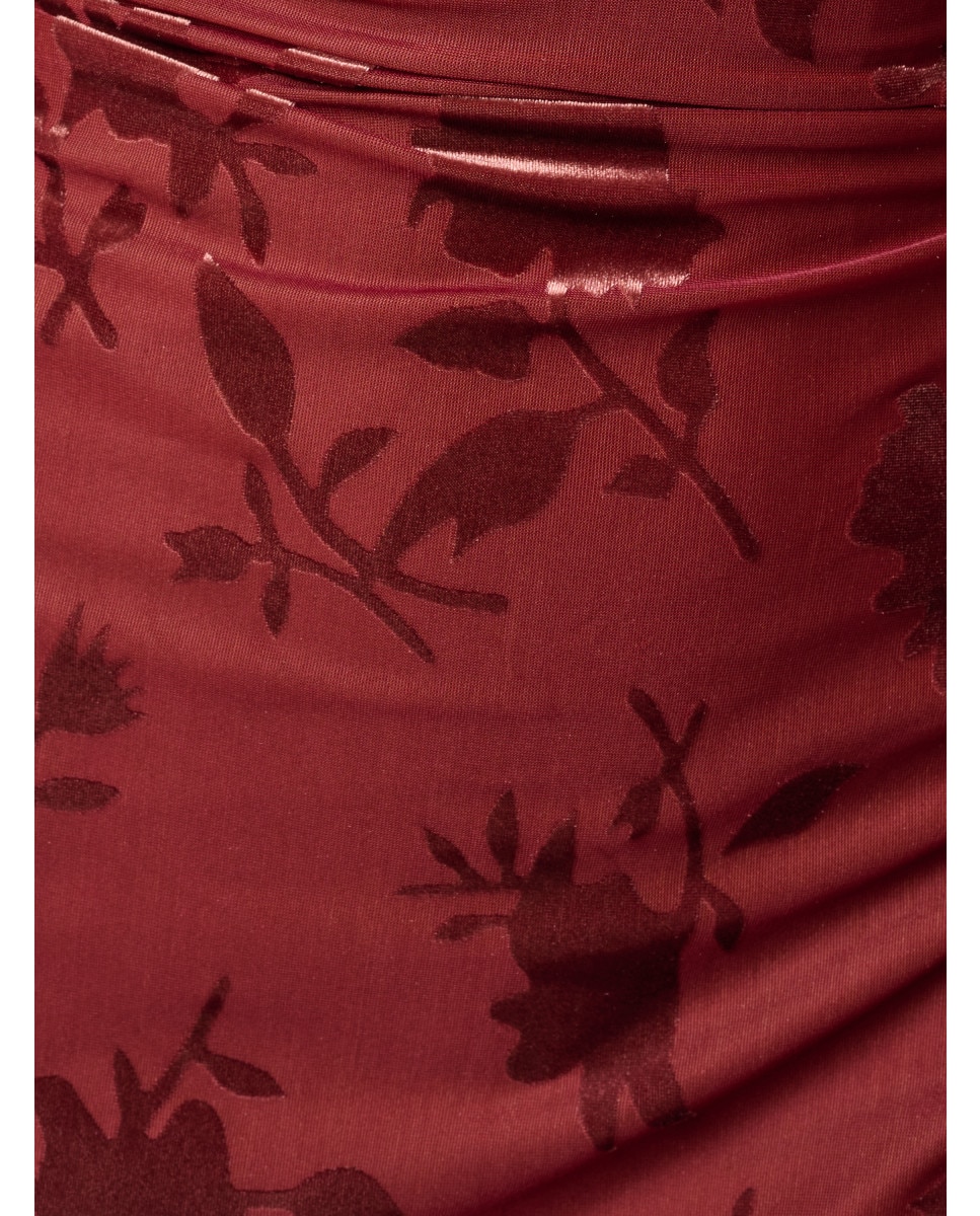 Vestido midi con cuello alto y fruncido - Adrianna Papell - Marrón Marrón-4