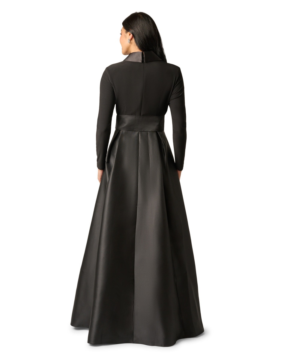 Vestido largo con escote cruzado, lazada y falda amplia - Adrianna Papell - Negro Negro-2