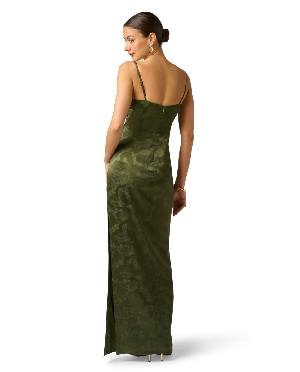 Vestido columna drapeado con tirantes - Adrianna Papell - Verde Verde-2