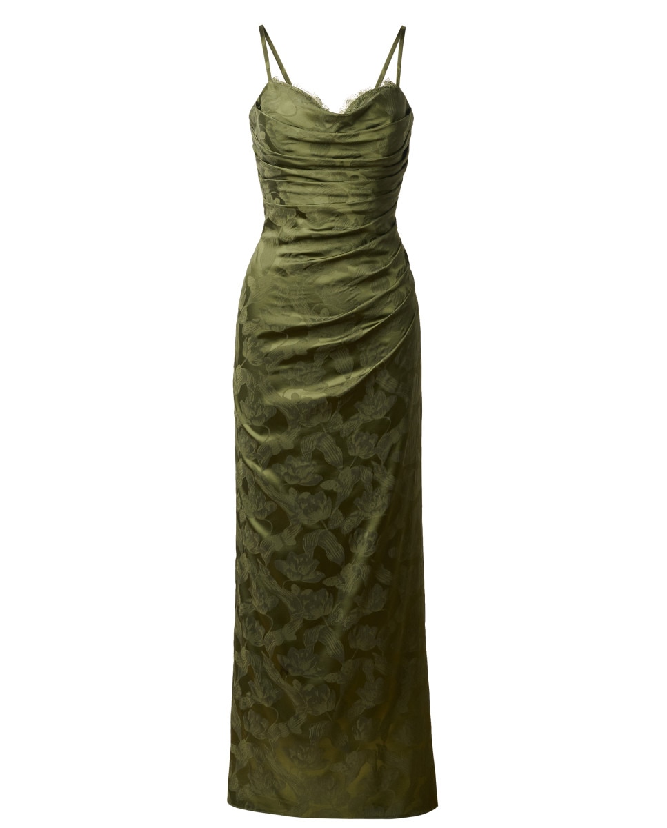 Vestido columna drapeado con tirantes - Adrianna Papell - Verde Verde-5