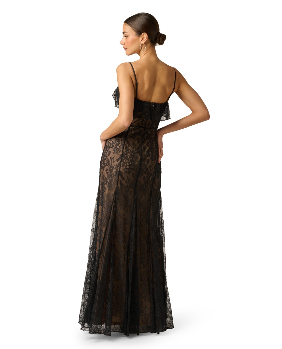 Vestido con encaje de tirantes - Adrianna Papell - Negro Negro-2