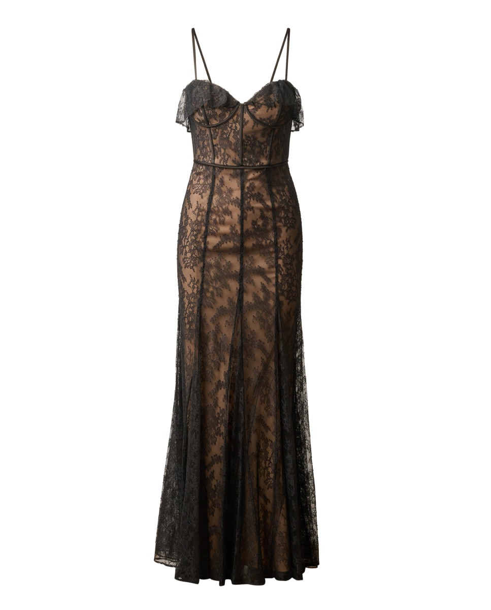 Vestido con encaje de tirantes - Adrianna Papell - Negro Negro-5