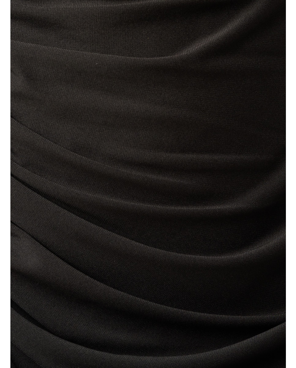Vestido midi con escote asimétrico, drapeado y abertura - Adrianna Papell - Negro Negro-4