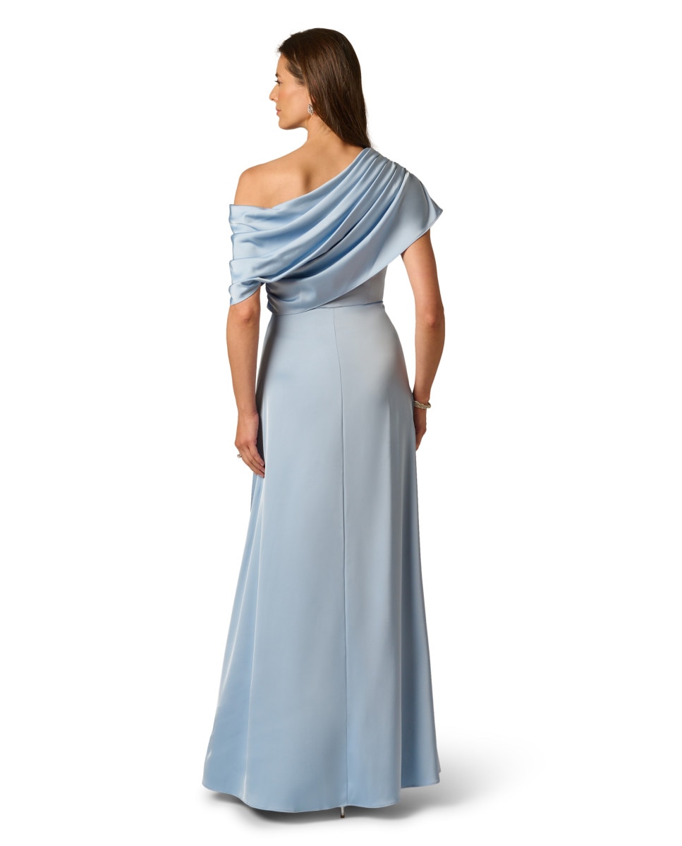Vestido con escote asimétrico drapeado - Adrianna Papell - Azul Azul-2