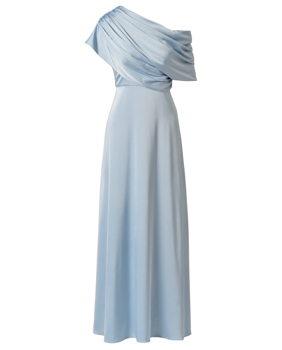 Vestido con escote asimétrico drapeado - Adrianna Papell - Azul Azul-5