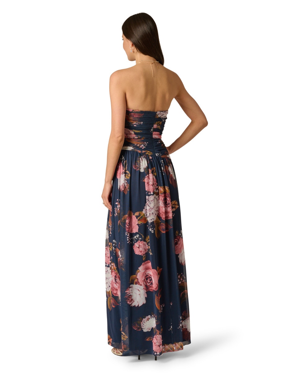 Vestido floral drappeado con escote palabra de honor - Adrianna Papell - Multicolor Multicolor-2