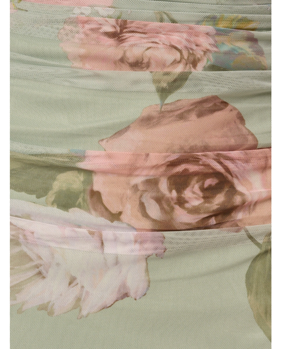 Vestido floral drapeado de tirantes - Adrianna Papell - Verde Verde-4