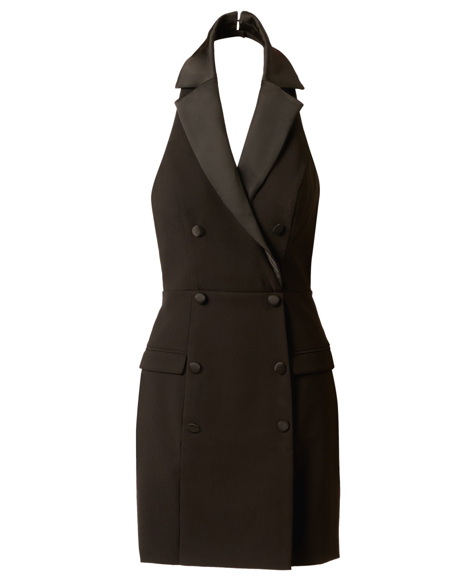 Vestido abotonado estilo esmoquin - Adrianna Papell - Negro Negro-5
