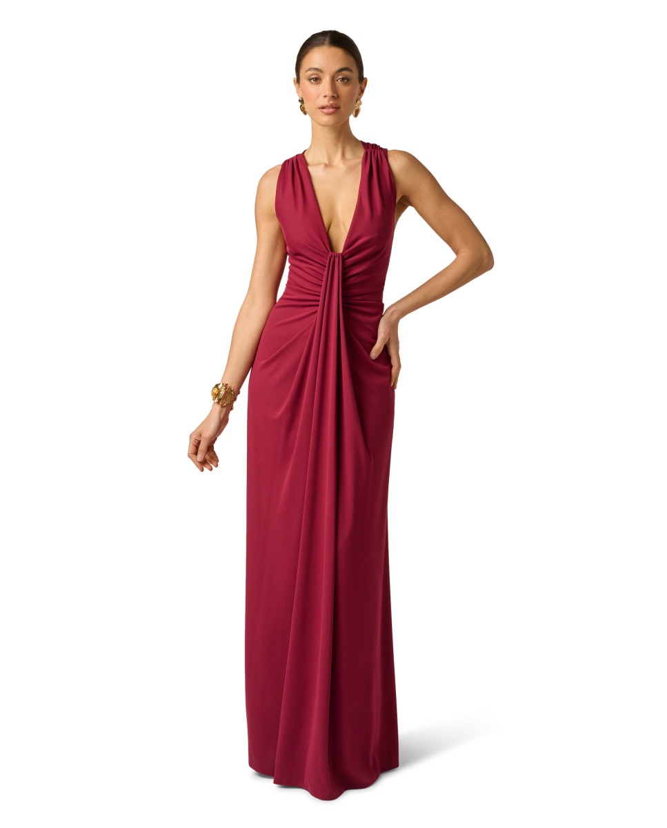 Imagen 0 de Vestido estilo griego con escote en uve sin mangas Rojo