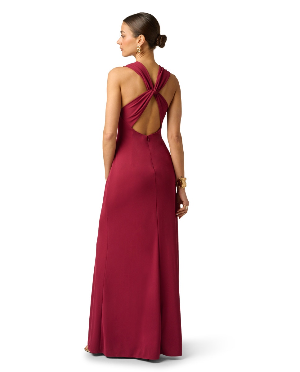 Vestido estilo griego con escote en uve sin mangas - Adrianna Papell - Rojo Rojo-2