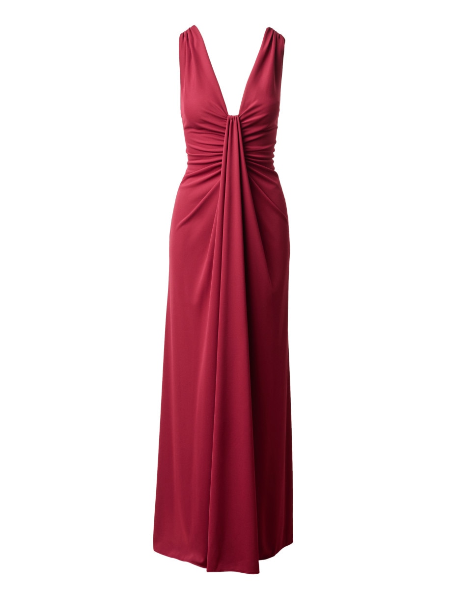 Vestido estilo griego con escote en uve sin mangas - Adrianna Papell - Rojo Rojo-5