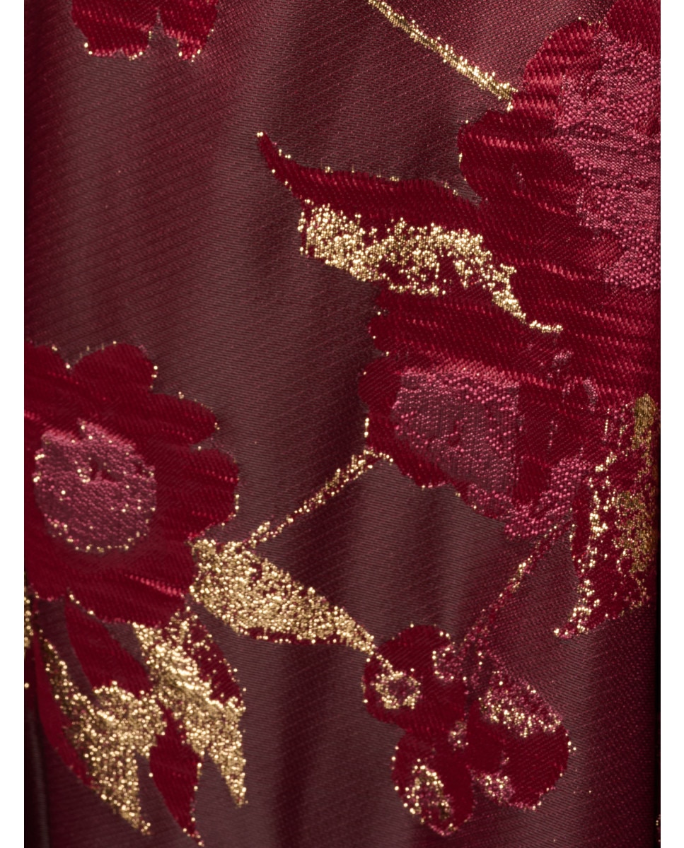 Vestido floral midi con escote bardot y vuelo - Adrianna Papell - Rojo Rojo-4