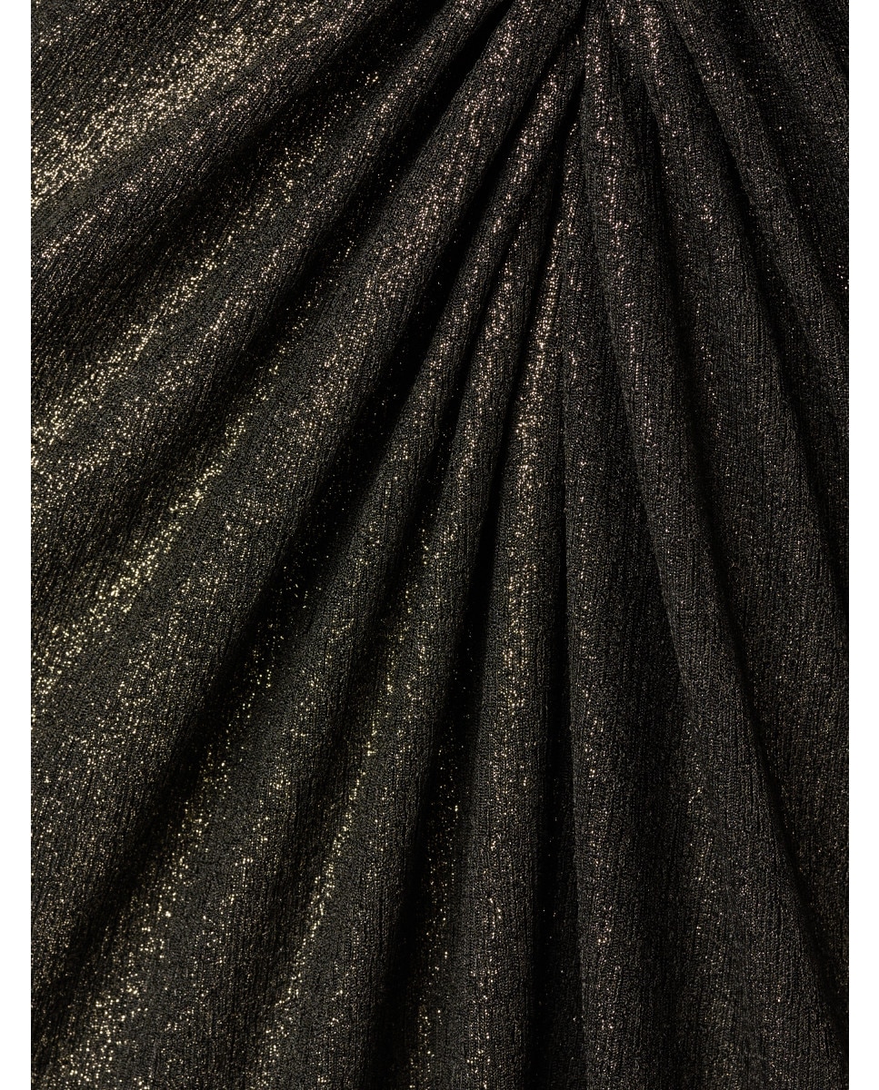 Vestido drapeado con escote pico y detalle de aro - Adrianna Papell - Negro Negro-4