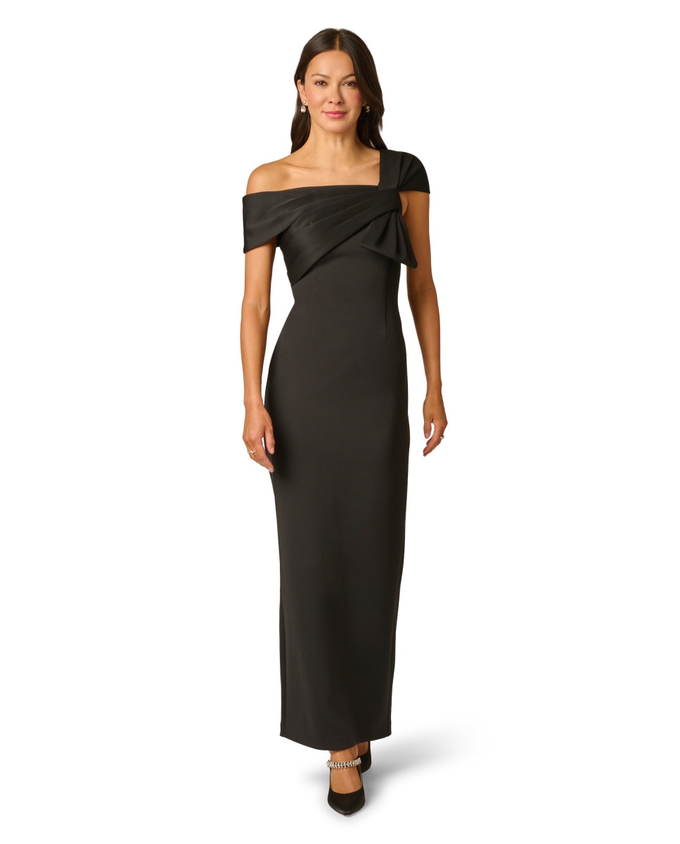 Imagen 1 de Vestido palabra de honor con drapeado y lazo - Adrianna Papell - Negro Negro