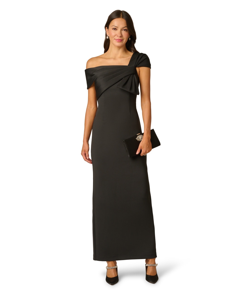 Imagen 3 de Vestido palabra de honor con drapeado y lazo - Adrianna Papell - Negro Negro
