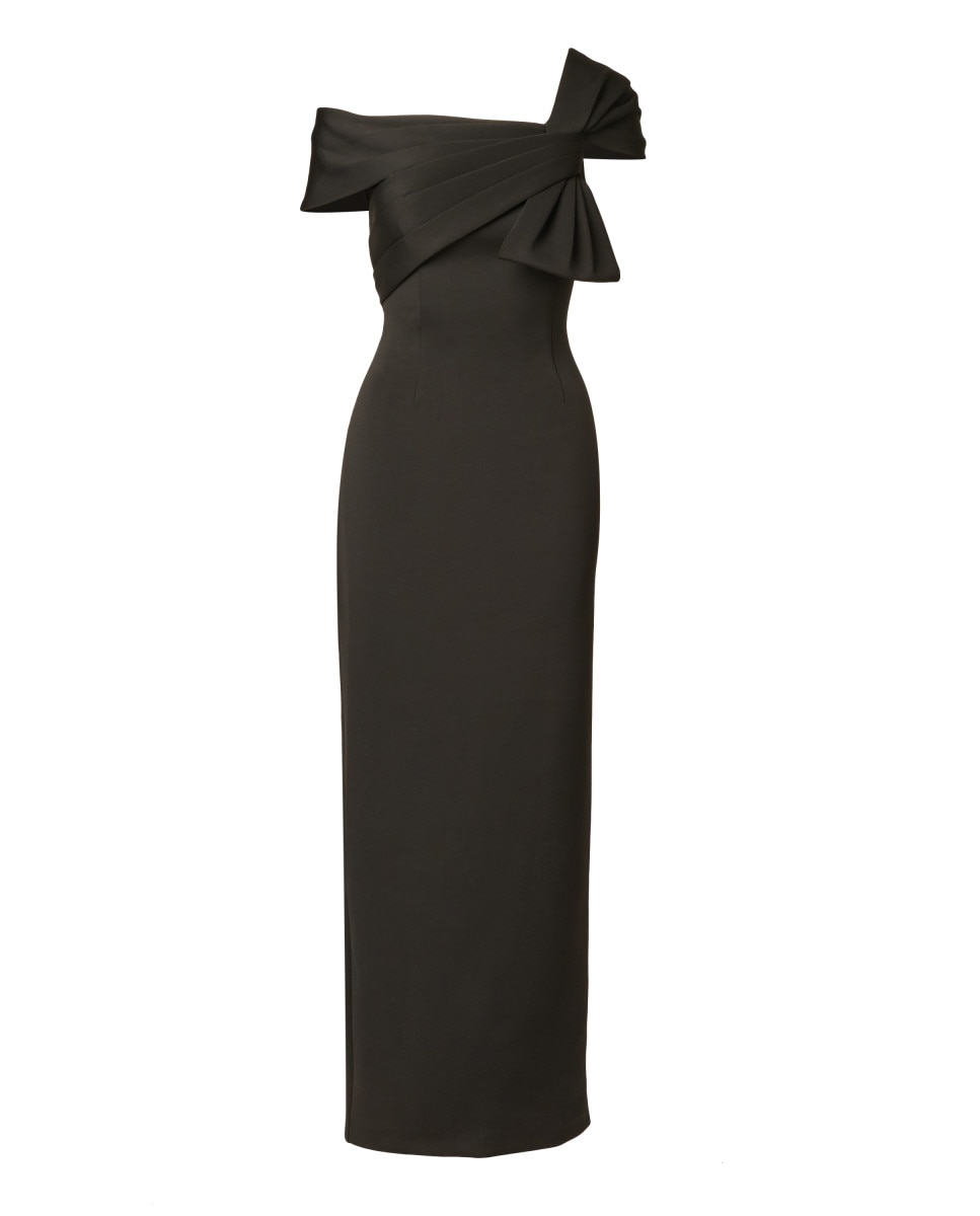 Imagen 5 de Vestido palabra de honor con drapeado y lazo - Adrianna Papell - Negro Negro
