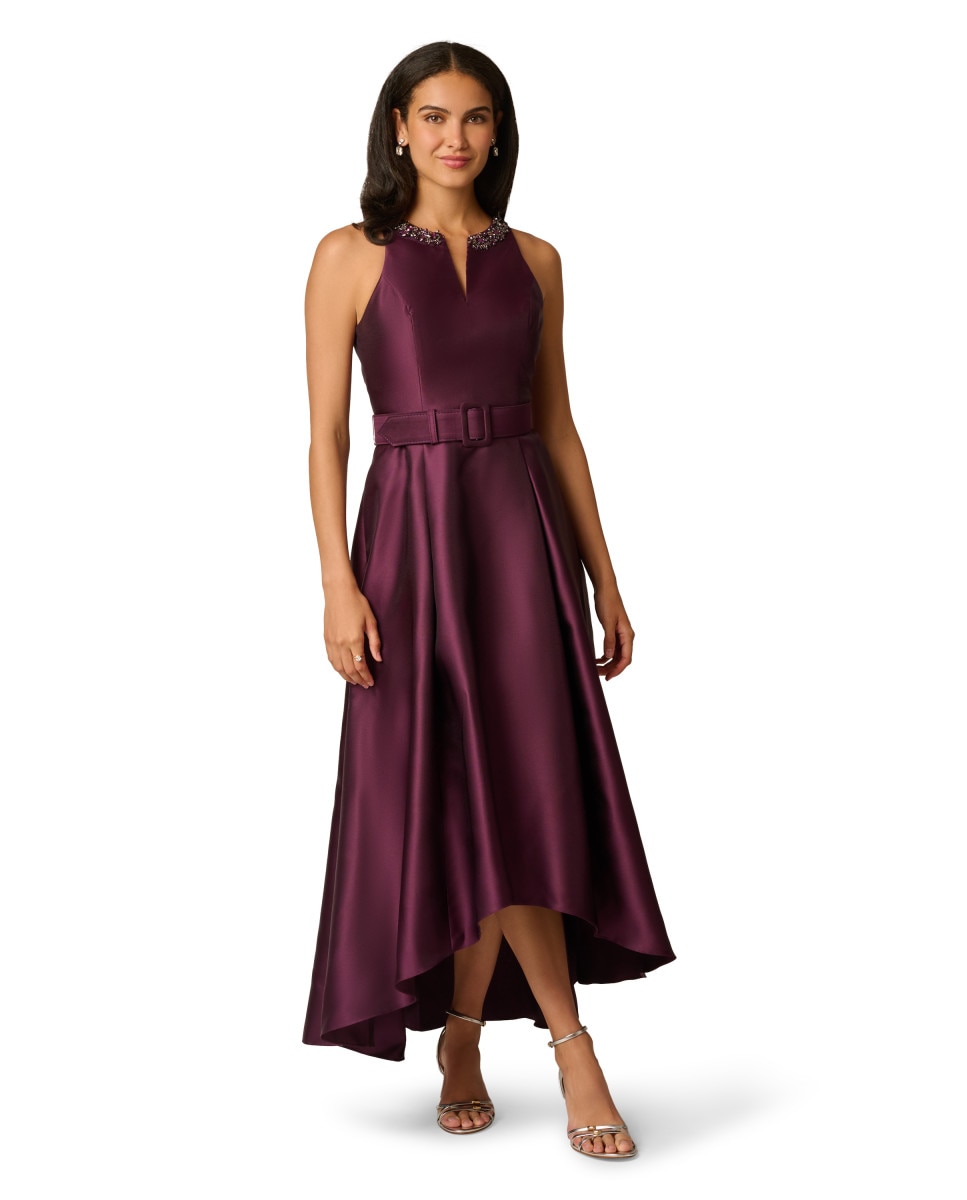 Vestido midi con cinturón y falda asimétrica - Adrianna Papell - Morado Morado-1