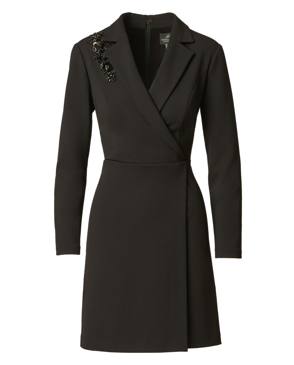 Imagen 5 de Vestido blazer cruzado con pedrería - Adrianna Papell - Negro Negro