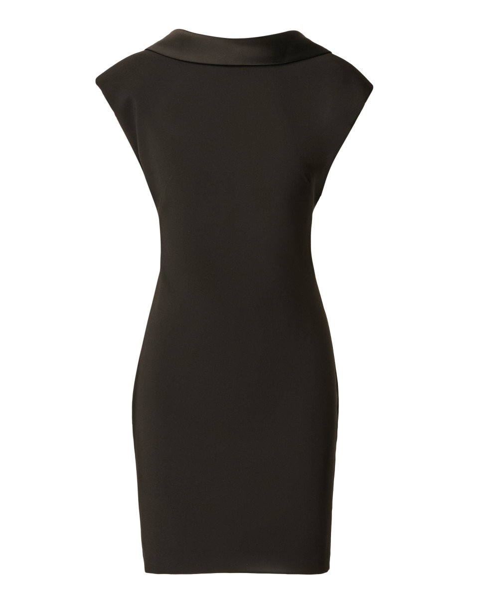 Vestido recto con cuello barco y manga casquillo - Adrianna Papell - Negro Negro-5