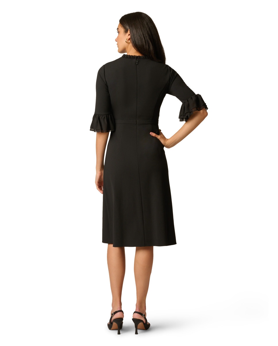 Vestido midi con volante y lazo - Adrianna Papell - Negro Negro-2