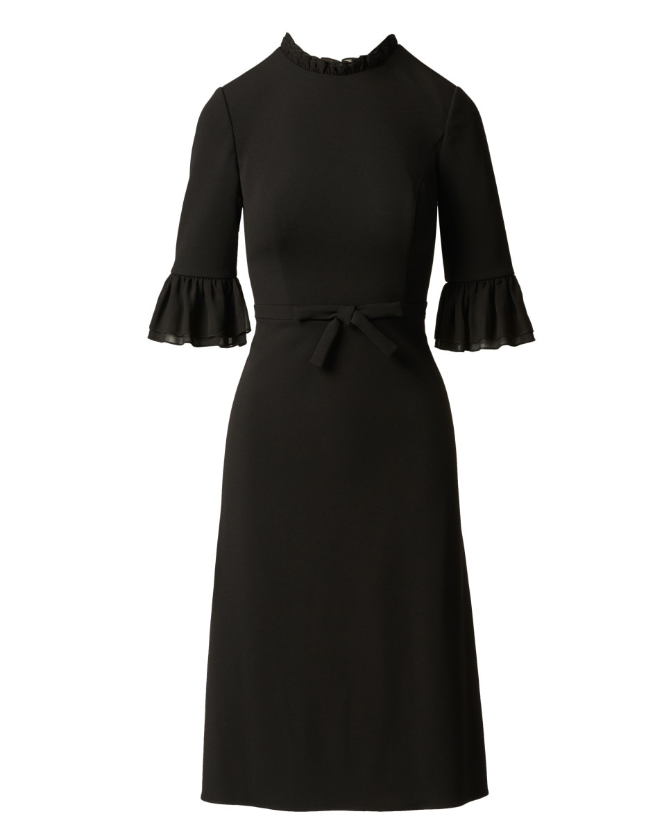 Vestido midi con volante y lazo - Adrianna Papell - Negro Negro-5