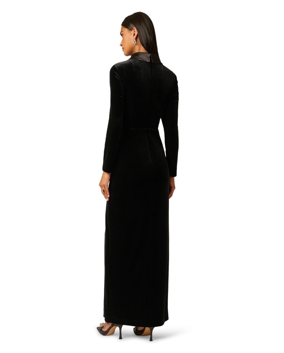 Vestido cruzado con cuello chal y drapeado - Adrianna Papell - Negro Negro-2