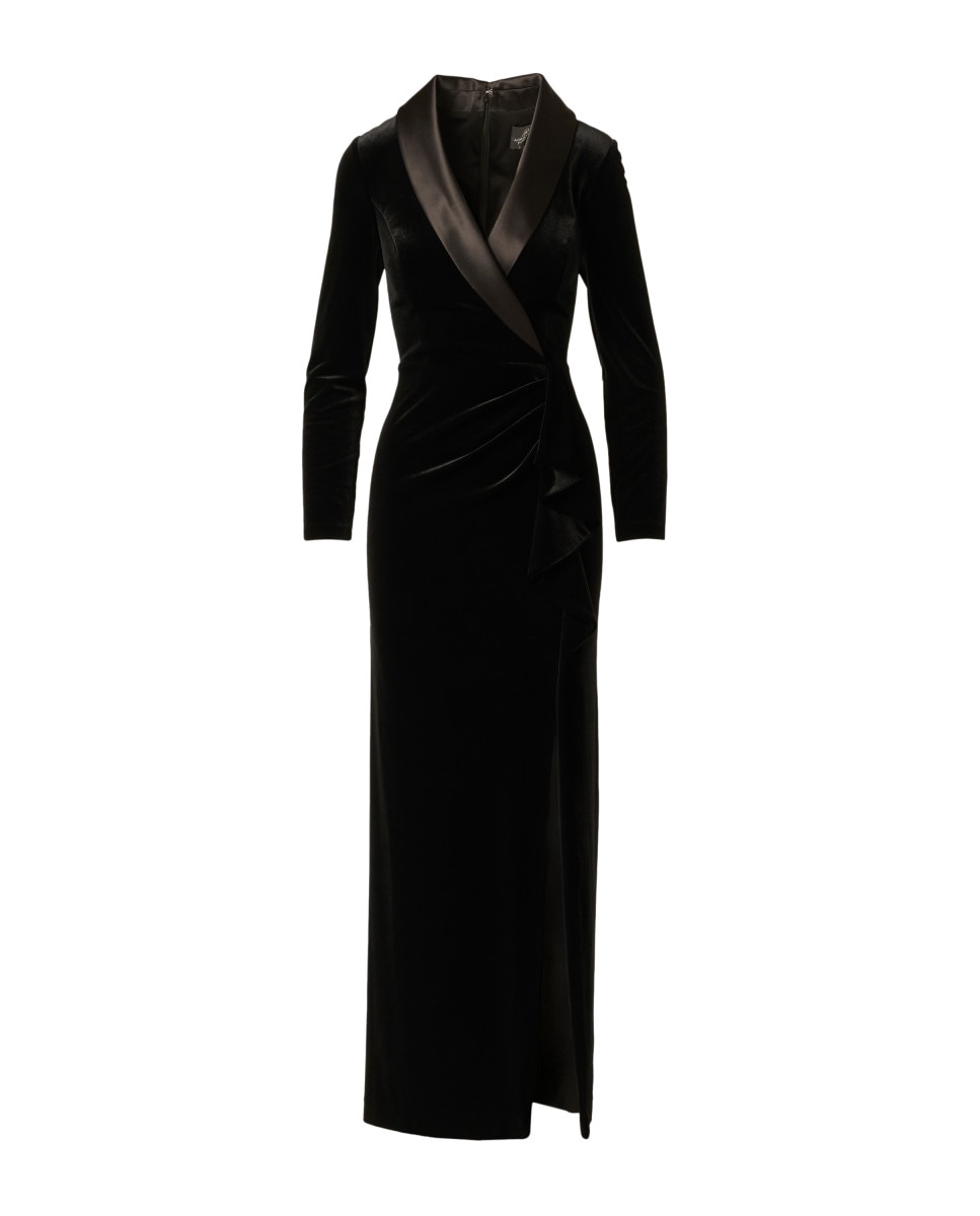 Vestido cruzado con cuello chal y drapeado - Adrianna Papell - Negro Negro-4